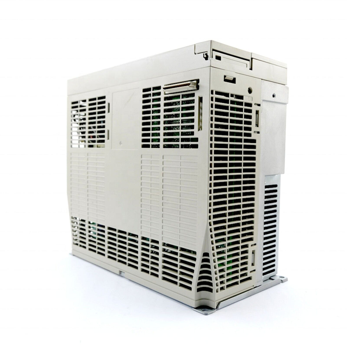 YASKAWA SGDH-50AE Servo Drive, industrial automation part, beige, rear view, with ventilation grids.