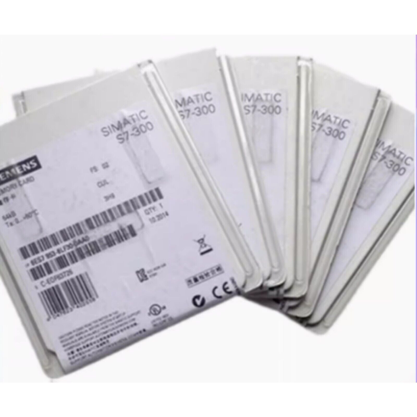 Siemens SIMATIC S7-300 Micro Memory Card stack, essential for program and data storage in automation.