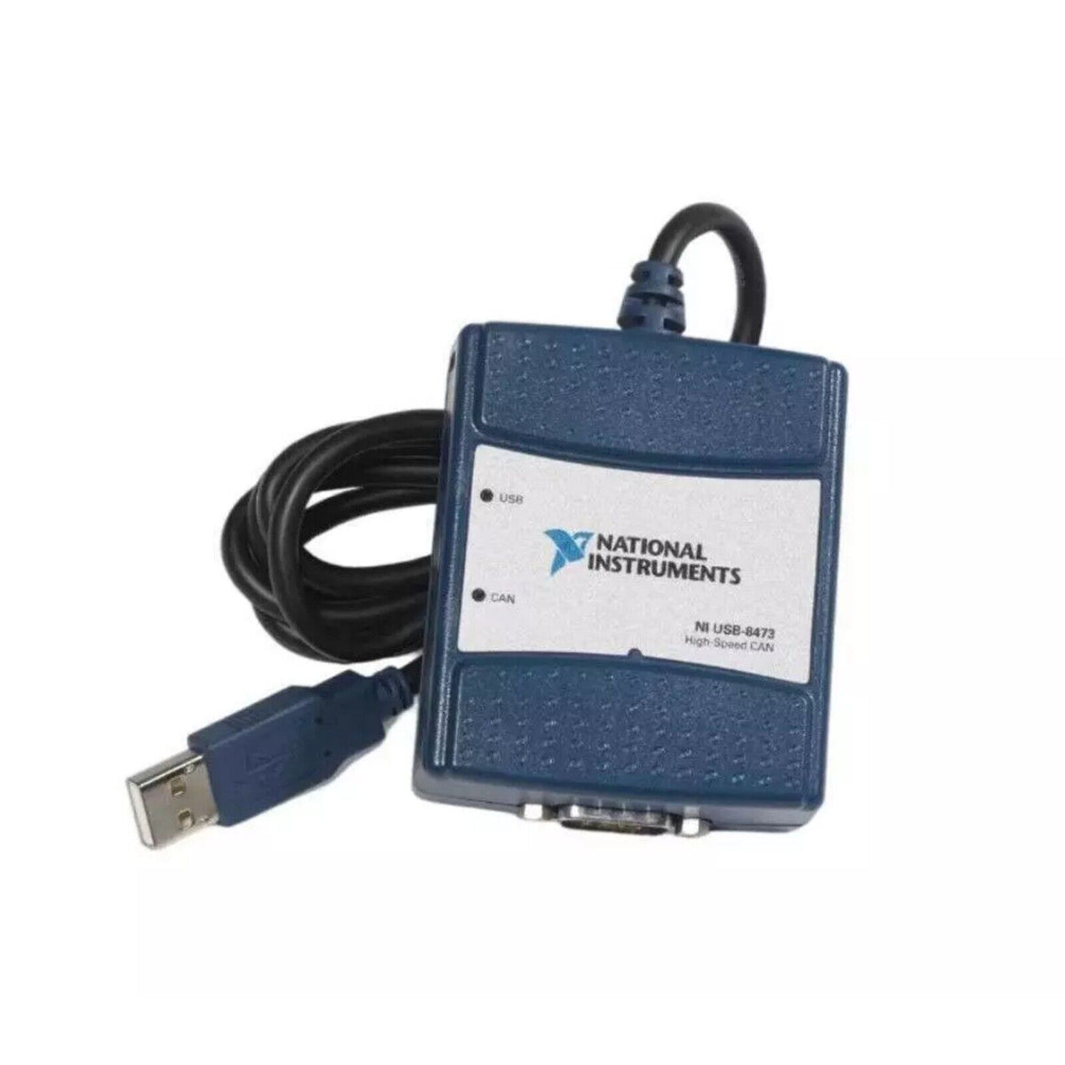 NI USB-8473 High-Speed CAN Interface Device with USB cable, blue device, National Instruments branding