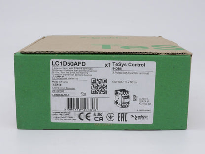 Schneider Electric LC1D50AFD Contactor, TeSys Control, industrial automation part, with Everlink terminals, 3-pole