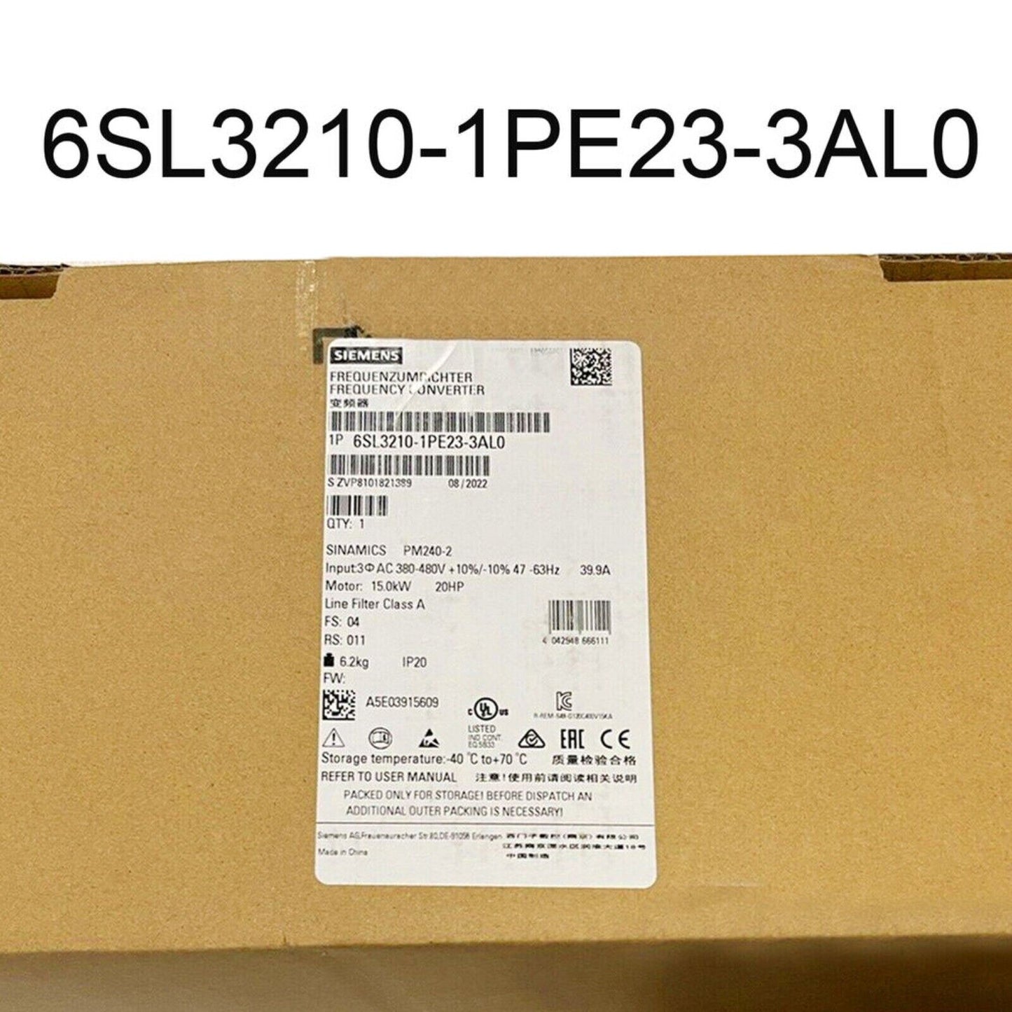 Siemens SINAMICS PM240-2 Power Module 6SL3210-1PE23-3AL0, industrial automation part