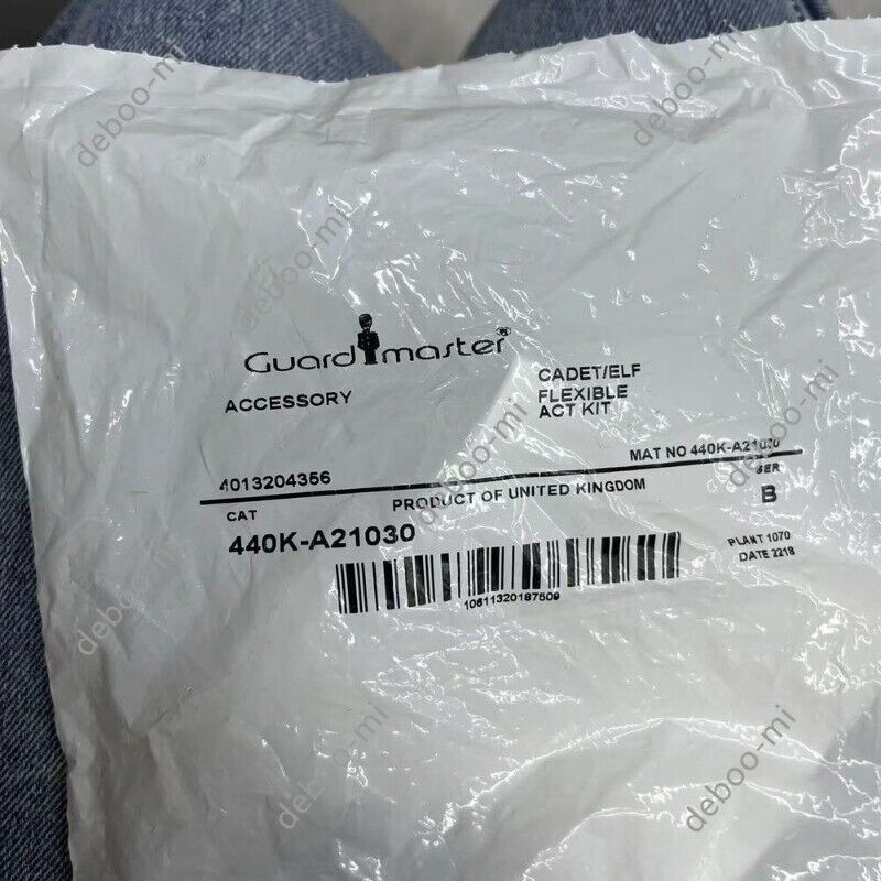 Allen-Bradley 440K-A21030 Guard Master Safety Interlock Switch Actuator Kit packaging, Product of United Kingdom.