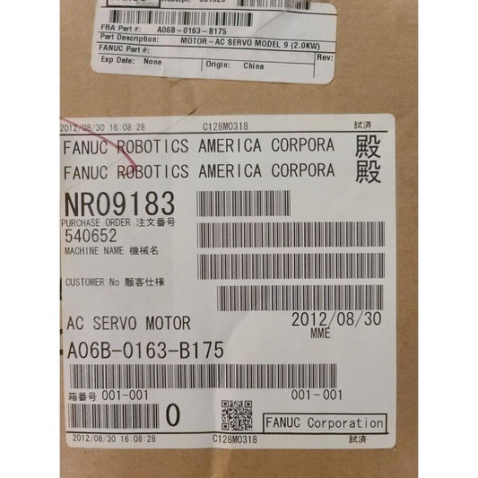 FANUC A06B-0163-B175 AC Servo Motor Label, Industrial Automation Part