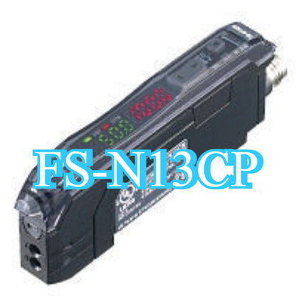 Keyence FS-N13CP fiber amplifier sensor, black, featuring LED display and connector.