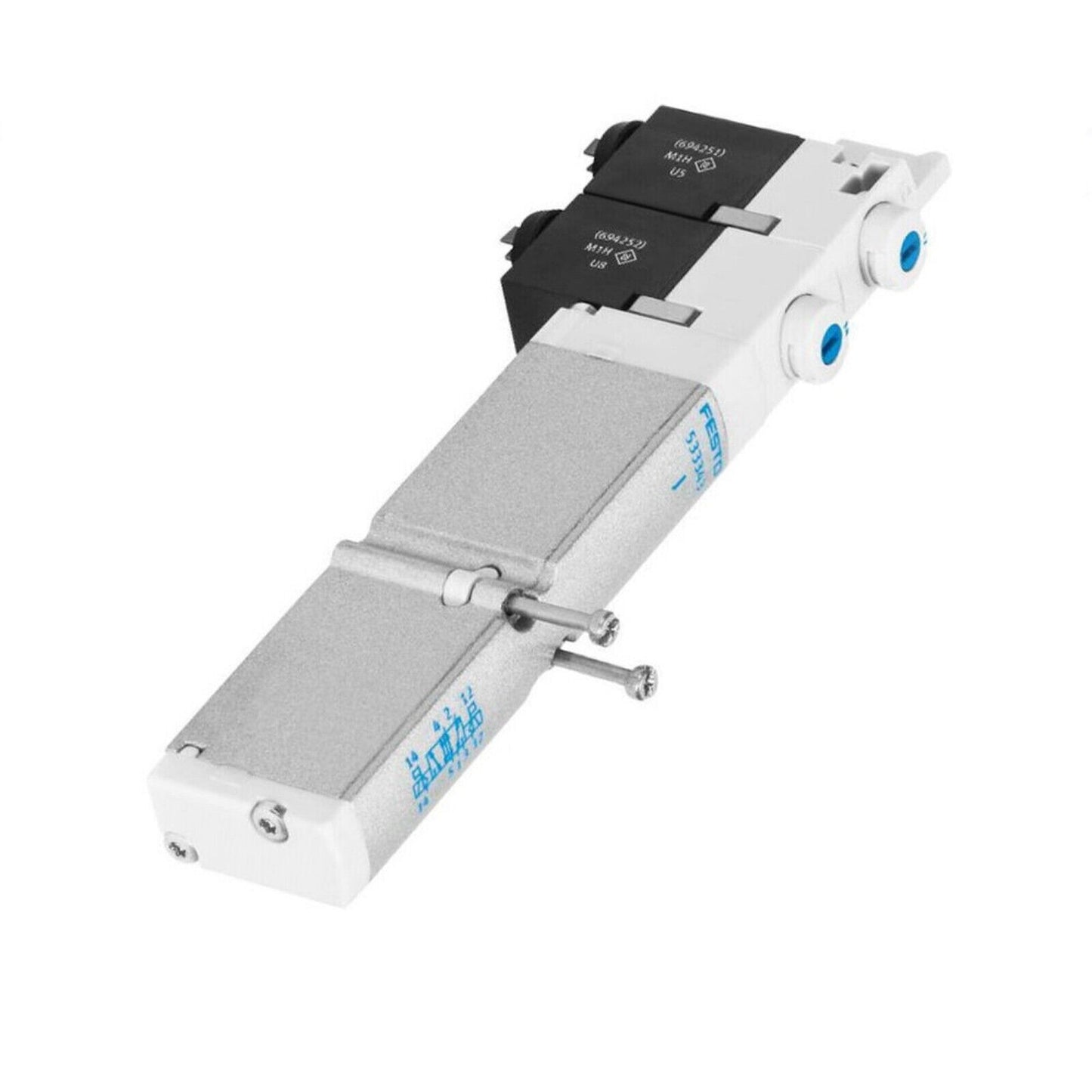 Festo VMPA1-M1H-G-PI 533345 air solenoid valve, industrial automation component, white and silver design