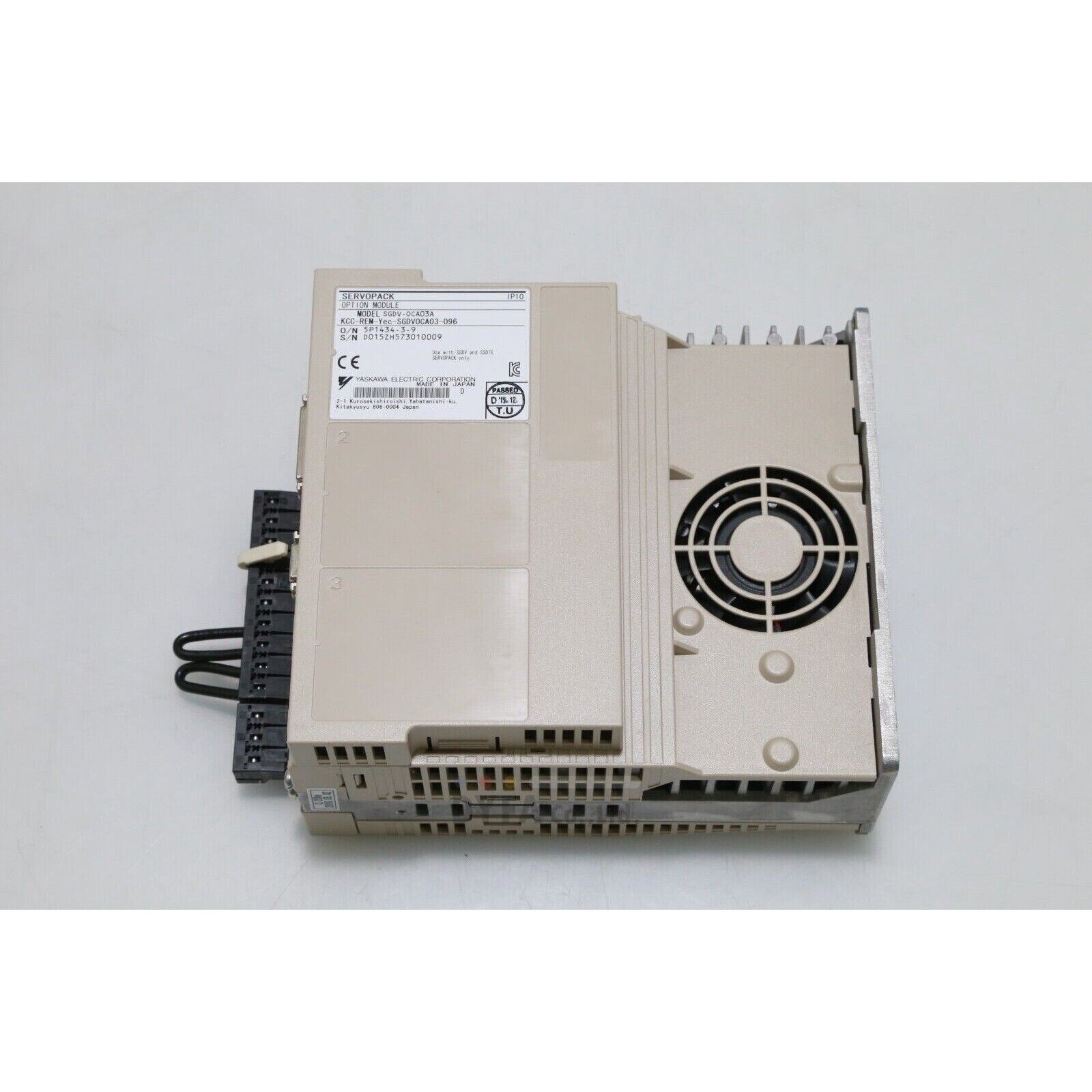YASKAWA SGDV-0CA03A SERVOPACK Option Module industrial automation part with ports, labels and fan, IP10 rated.