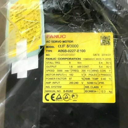 FANUC A06B-0227-B100 AC Servo Motor label details, industrial automation part, new