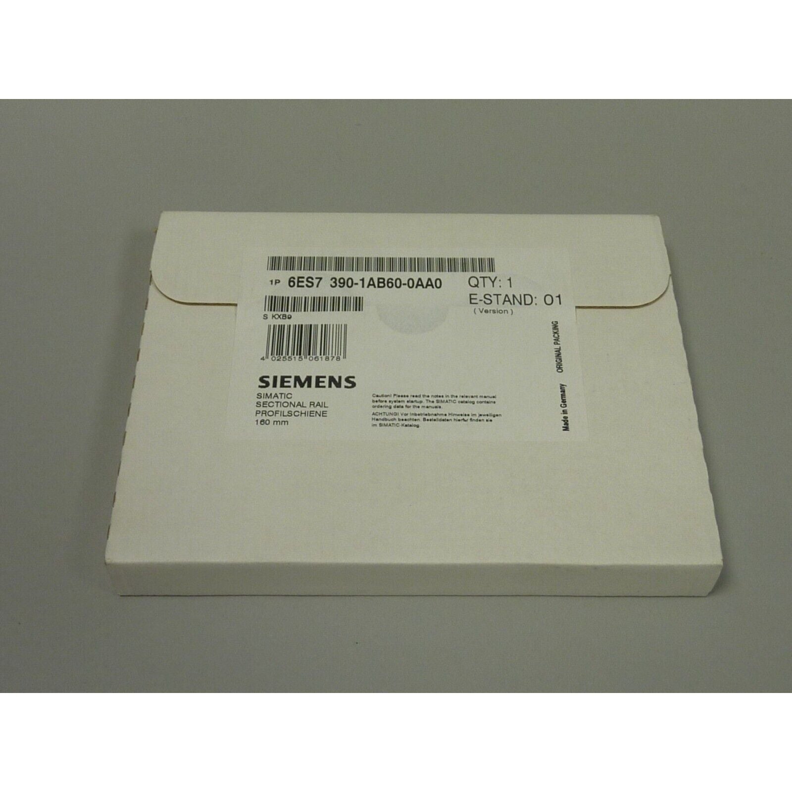 Siemens S7-300 mounting rail 6ES7 390-1AB60-0AA0 in original packaging, 160 mm