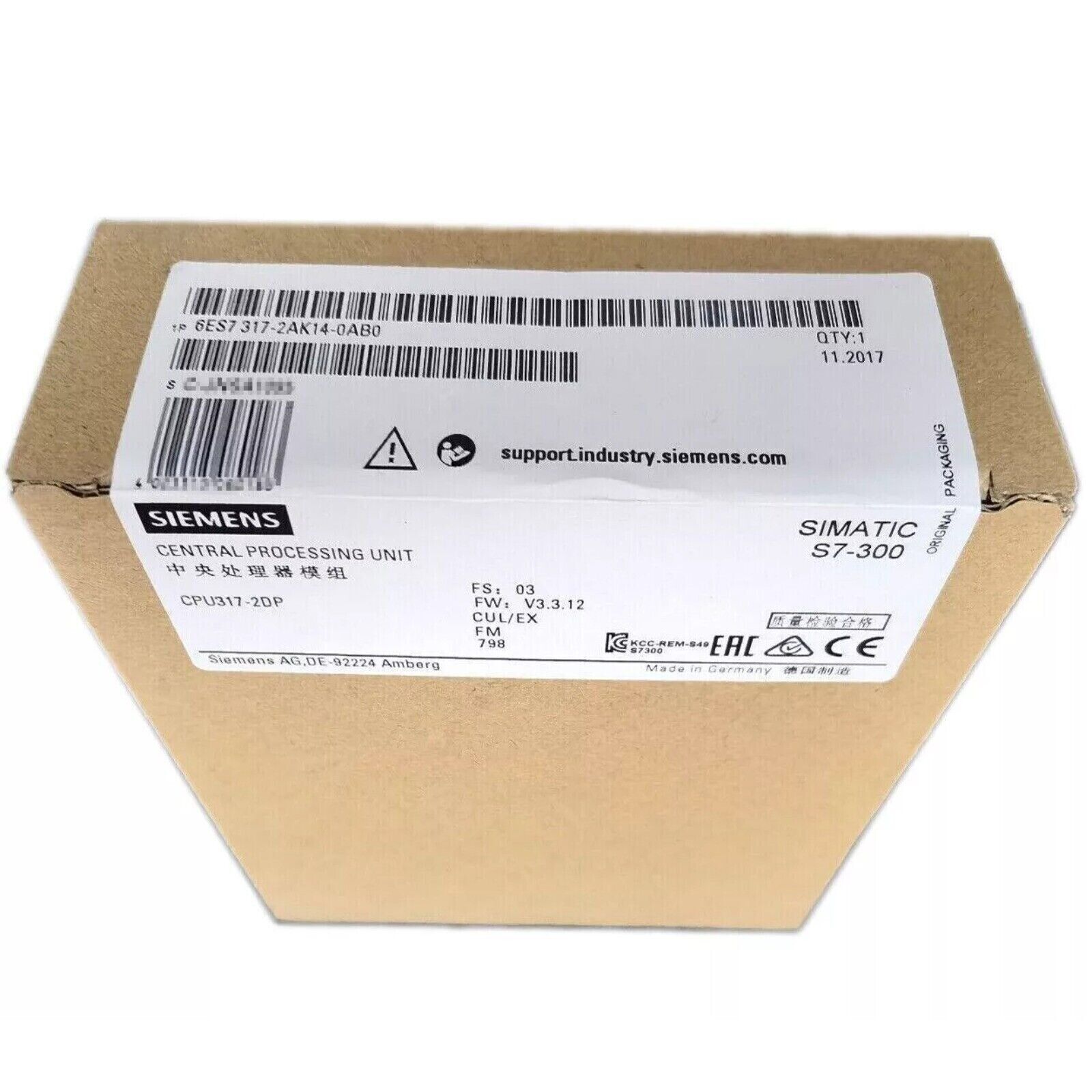 Siemens SIMATIC S7-300 CPU 317-2DP in original packaging, PLC module.