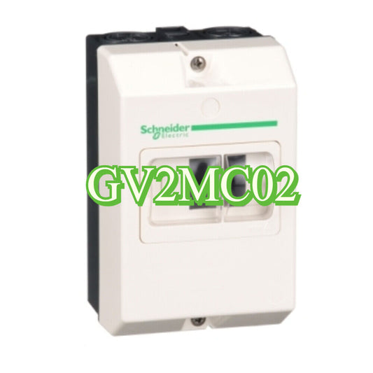Schneider Electric GV2MC02 surface-mounted enclosure, white polycarbonate, IP55 protection for motor starters.