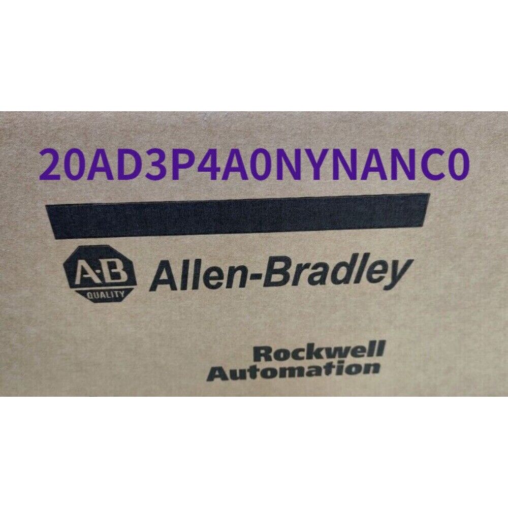 Allen-Bradley PowerFlex 70 AC Drive product box, model 20AD3P4A0NYNANC0, Rockwell Automation.