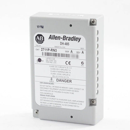 Allen-Bradley 2711P-RN3 Communication Module, gray industrial automation component, safety warning label.