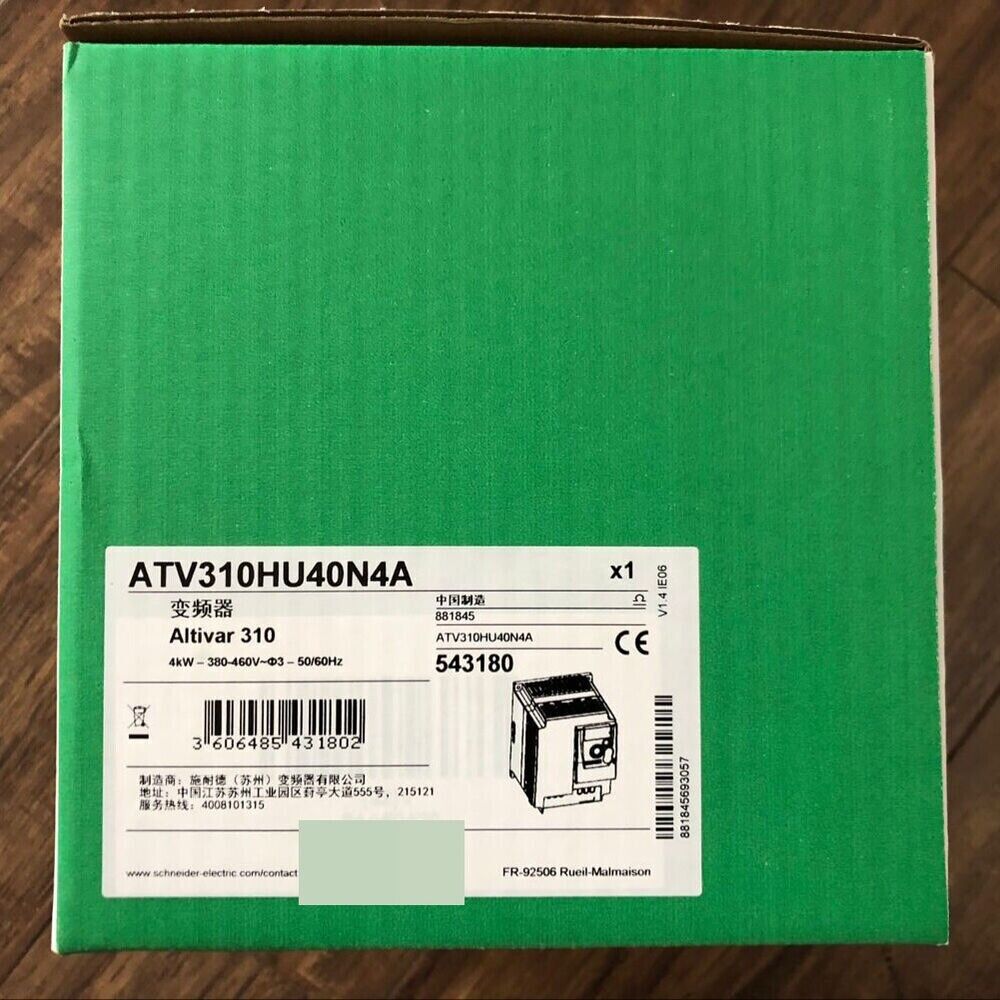 Schneider Electric ATV310HU40N4A Inverter box, with product details and model number.