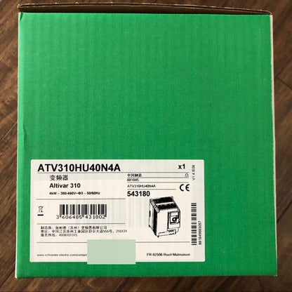 Schneider Electric ATV310HU40N4A Inverter box, with product details and model number.