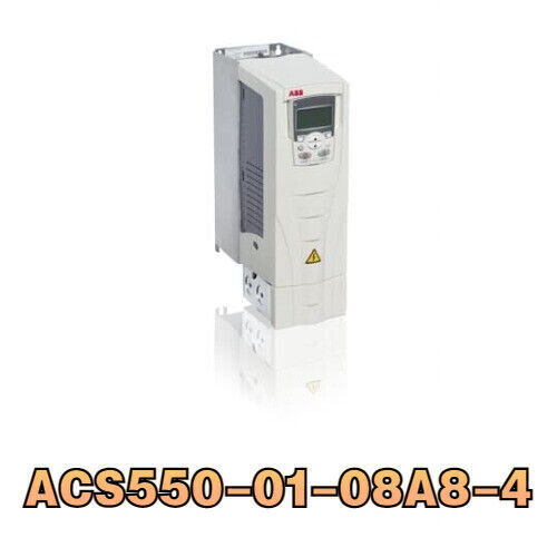ABB ACS550-01-08A8-4 4.0kW Inverter. White housing, LCD screen, and model number ACS550-01-08A8-4 visible.