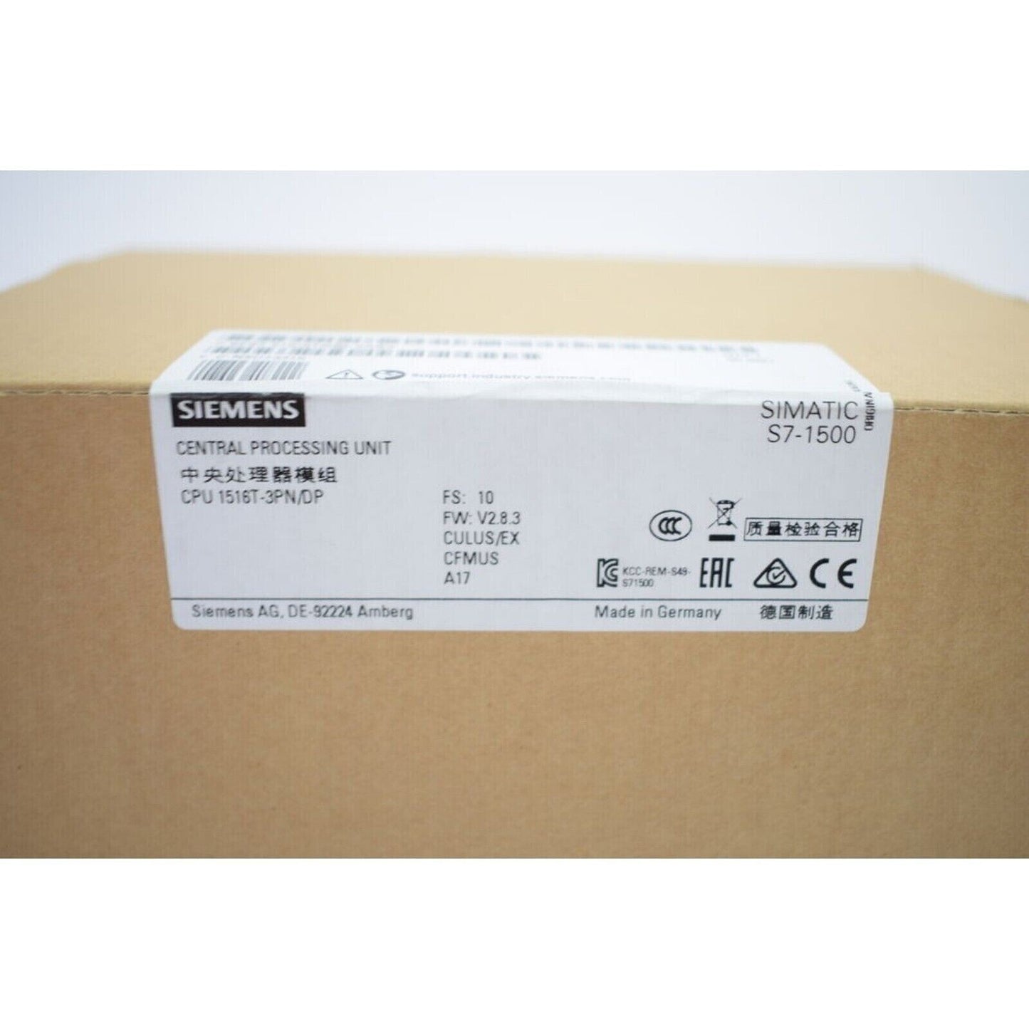 Siemens SIMATIC S7-1500 CPU 1516T-3PN/DP Box. Made in Germany. Industrial automation part.