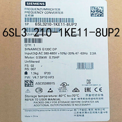 Siemens SINAMICS G120C DP PLC Module 6SL3210-1KE11-8UP2, Industrial Automation Part, specifications and details.