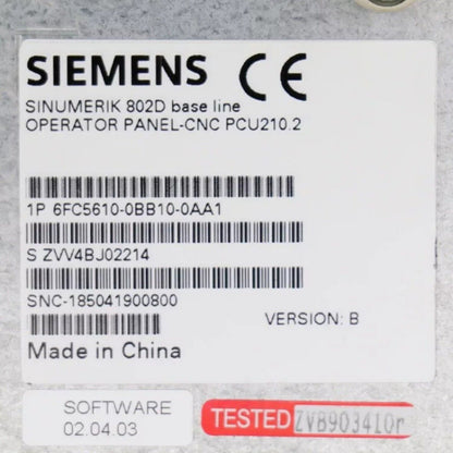 PLC | Siemens | 6FC5610-0BB10-0AA1 6FC5 610-0BB10-0AA1 Numerical Control Plc 802D