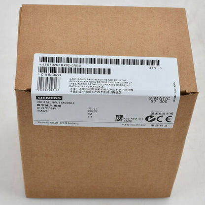Siemens SIMATIC S7-300 Digital Input Module 6ES7326-1BK02-0AB0 packaged in brown box, Made in Germany