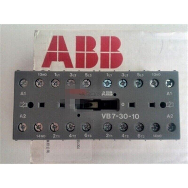 ABB VB7-30-10 Auxiliary Contact Module, close-up view. Electrical component with screw terminals.
