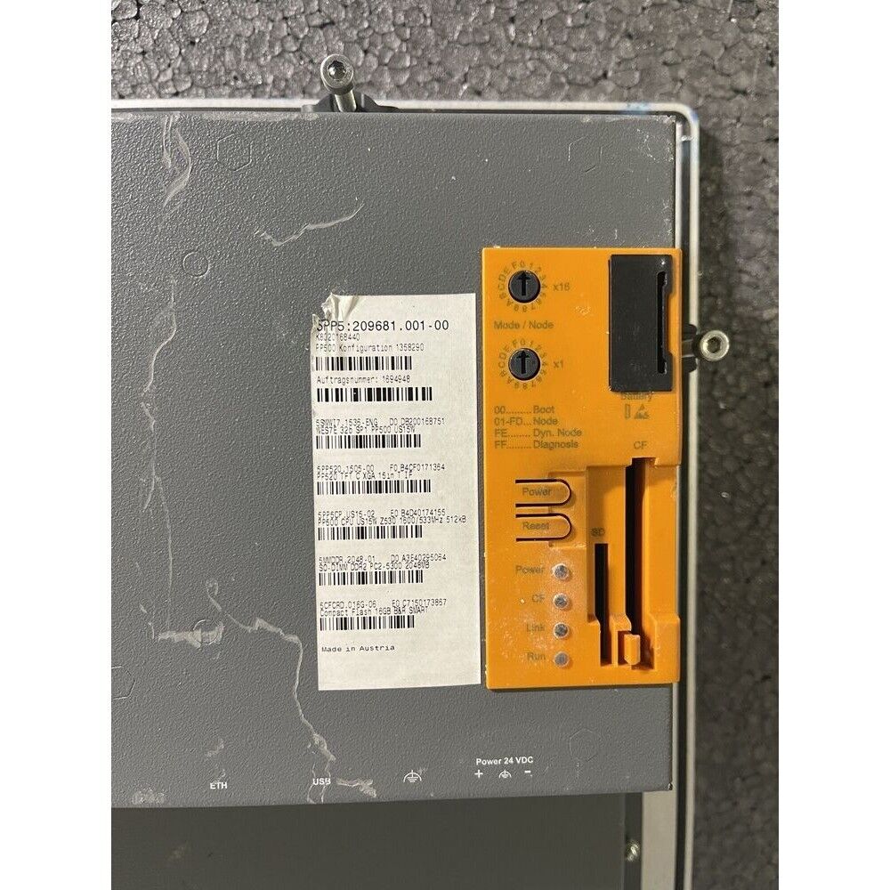 B&R Power Panel 500 module, gray and orange industrial automation part with labels and buttons, Made in Austria