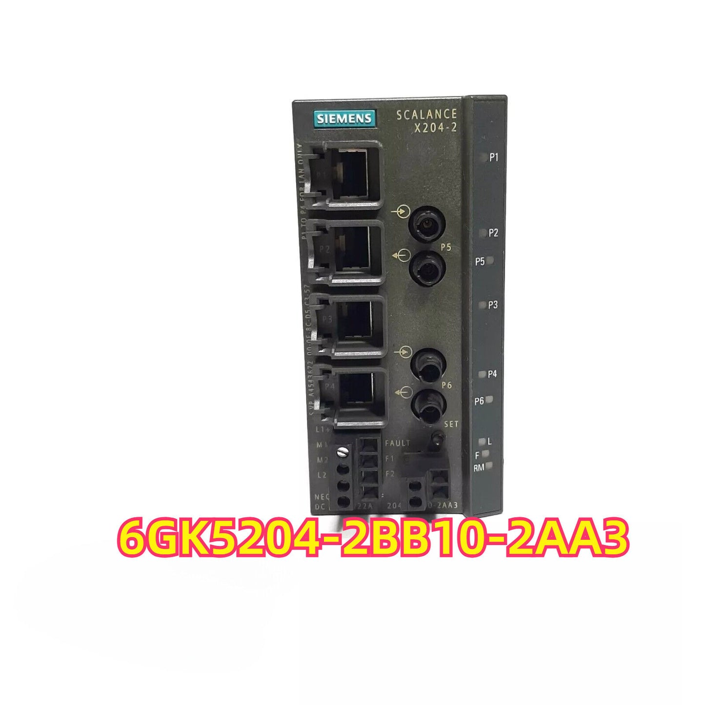 Siemens SCALANCE X204-2 industrial Ethernet switch, 6GK5204-2BB10-2AA3, 8 Gigabit ports, for industrial automation networks.