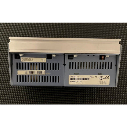 B&R 7EX484.50-1 and 7AF104.7 Analog Output Modules, gray case with labels and barcode. Automation parts.