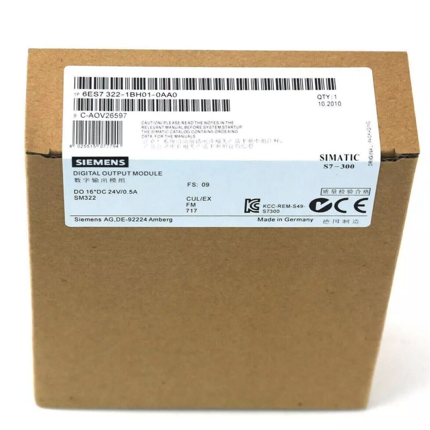 SIMATIC S7-300 Digital Output Module 6ES7 322-1BH01-0AA0 packaging, Siemens automation part