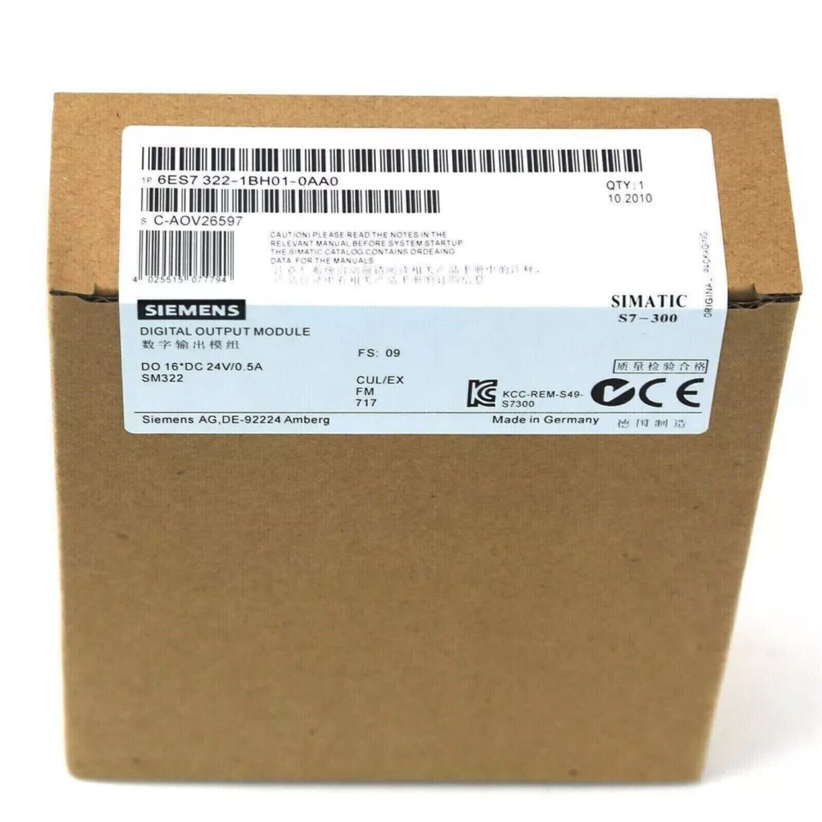 SIMATIC S7-300 Digital Output Module 6ES7 322-1BH01-0AA0 packaging, Siemens automation part