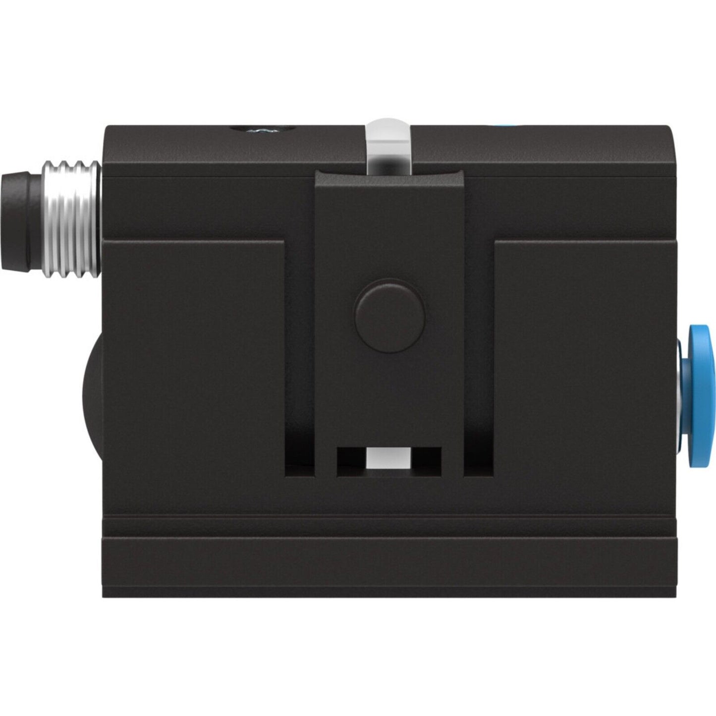 Festo SDE5-D10-O-Q4E-P-M8 pressure sensor, black component with blue accents, industrial automation part.