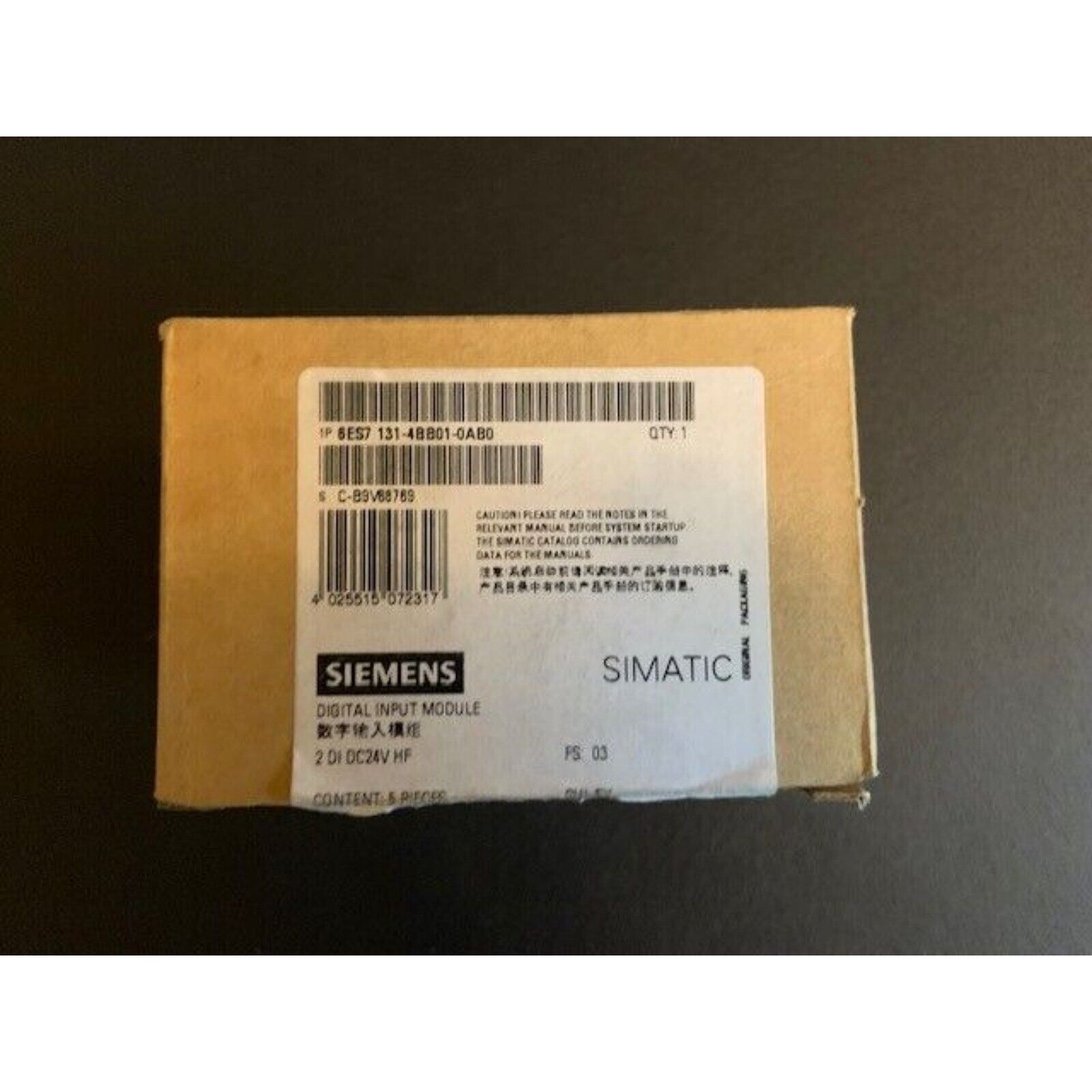 Siemens SIMATIC DP Module 6ES7 131-4BB01-0AB0, Digital Input Module, industrial automation component.