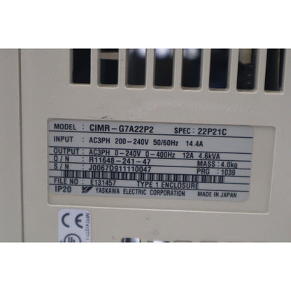 Inverter | YASKAWA | G7 Drive CIMR-G7A22P2 General-Purpose Inverter 3PH/230V/3HP STOCK 5212