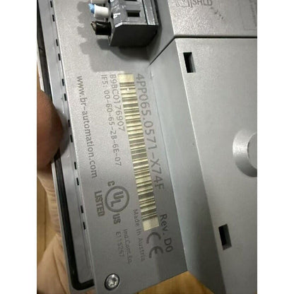 B&R 4PP065.0571-X74F HMI Panel, showing model information, Made in Austria industrial automation part.