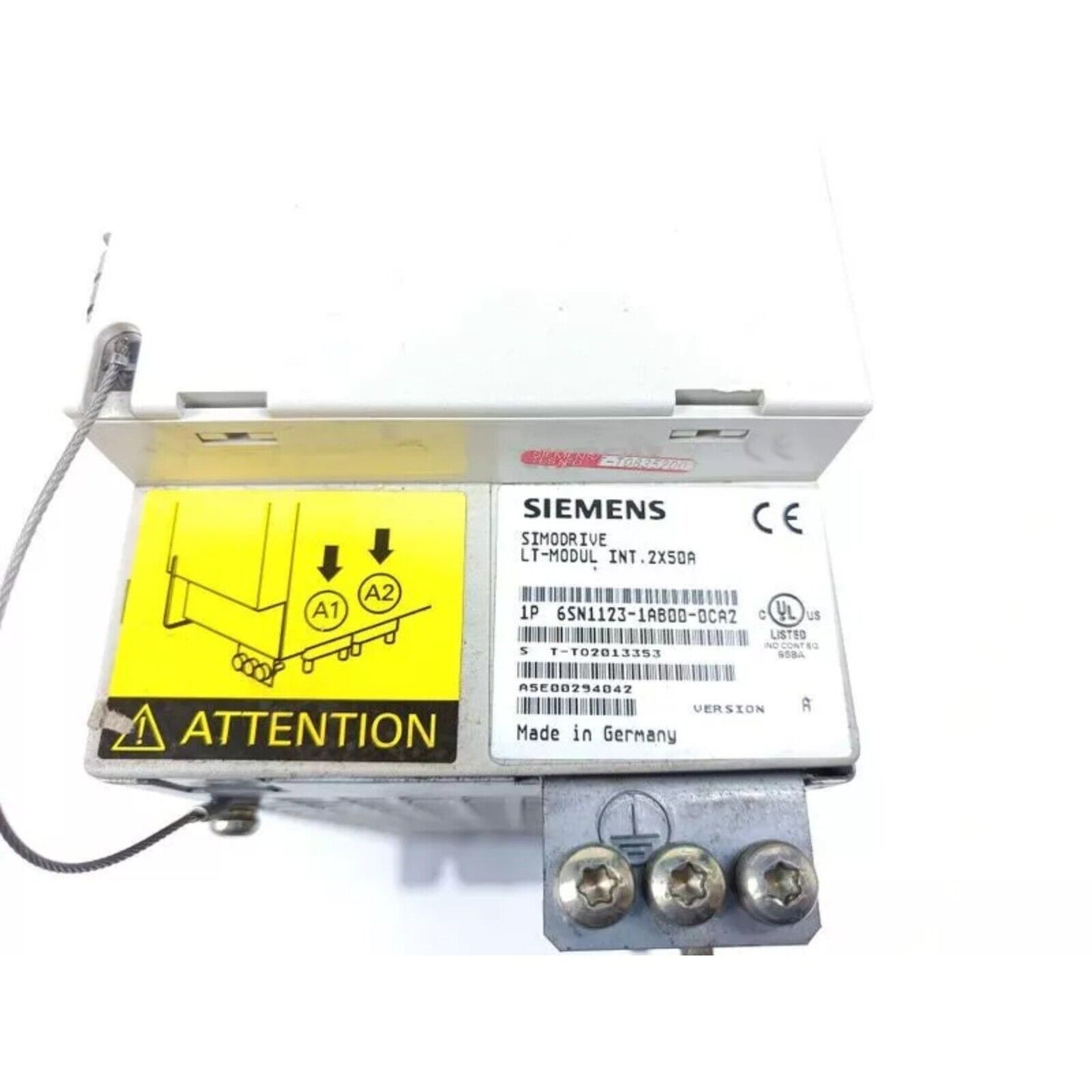 Siemens SIMODRIVE LT-MODUL INT.2X50A, 6SN1123-1AB00-0CA2 industrial automation module. Made in Germany.