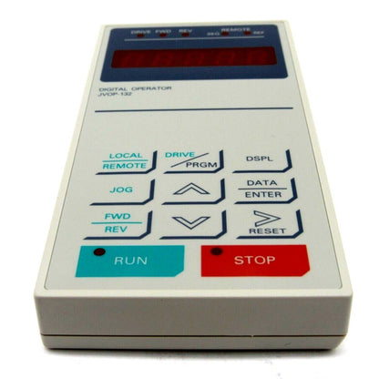 Yaskawa JVOP-132 Digital Operator HMI, gray control panel with red display and function buttons.
