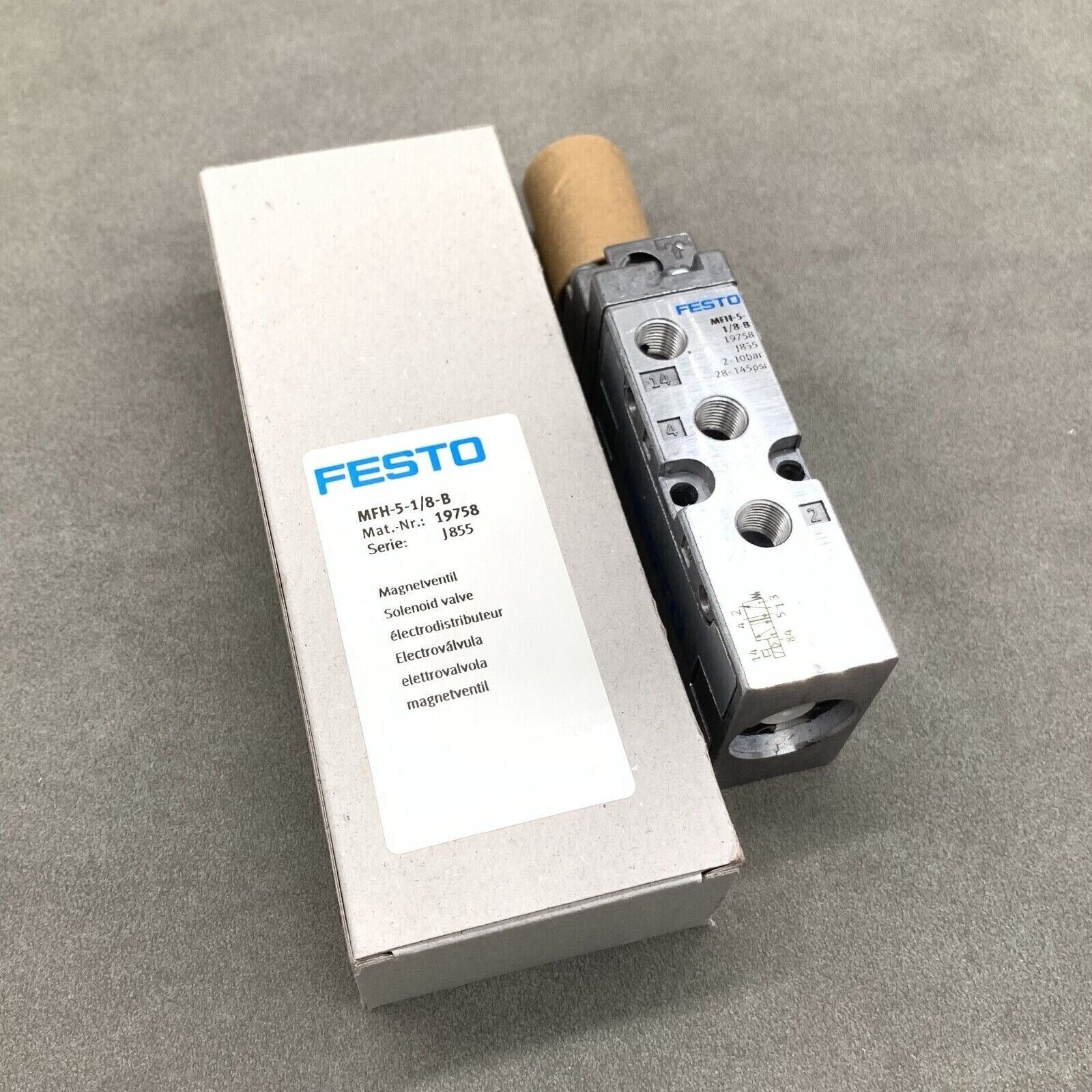 FESTO MFH-5-1/8-B Solenoid Valve with box, industrial automation part.