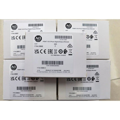 Allen-Bradley 1734-OB8E POINT I/O output modules, boxed, 8-channel, 24VDC, Singapore-made industrial parts.
