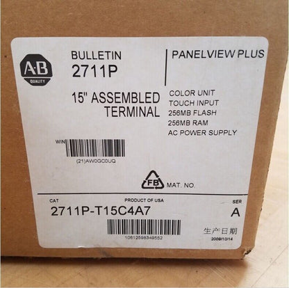 Allen-Bradley 2711P-T15C4A7 PanelView Plus 15" assembled terminal in a box, color unit and touch input