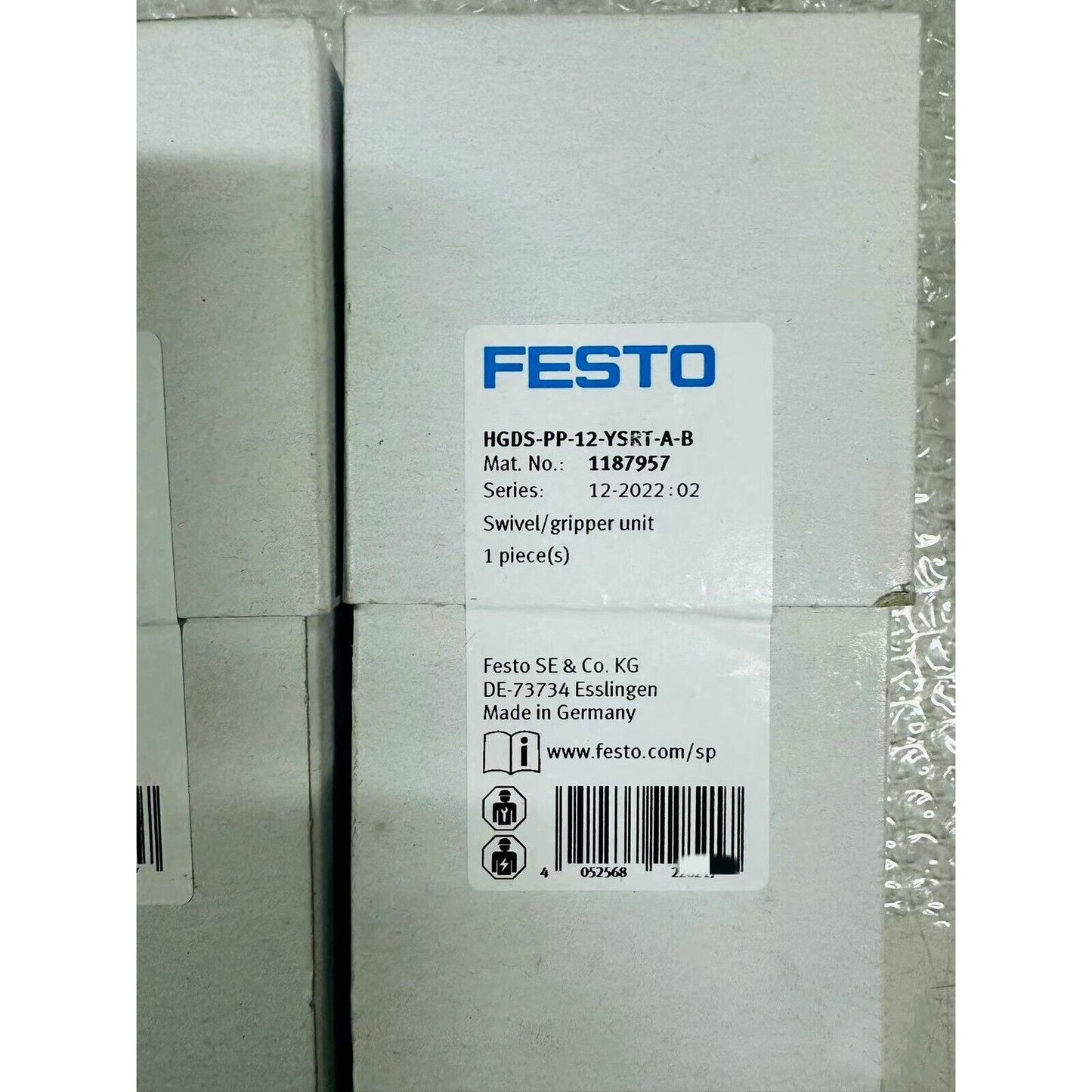 Festo HGDS-PP-12-YSRT-A-B swivel gripper unit, industrial automation part, material number 1187957, Made in Germany.