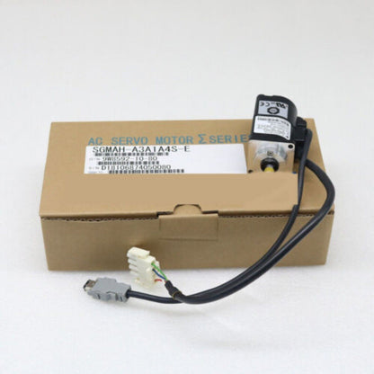 Yaskawa SGMAH-A3A1A4S-E Servo Motor, new industrial automation part. Includes motor, cables, and connectors.