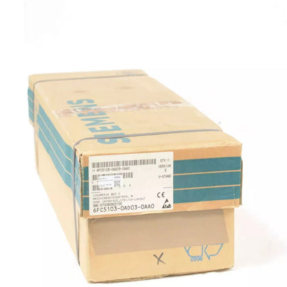 Siemens 6FC5103-0AD03-0AA0 PLC control panel box, industrial automation part, product label with details.