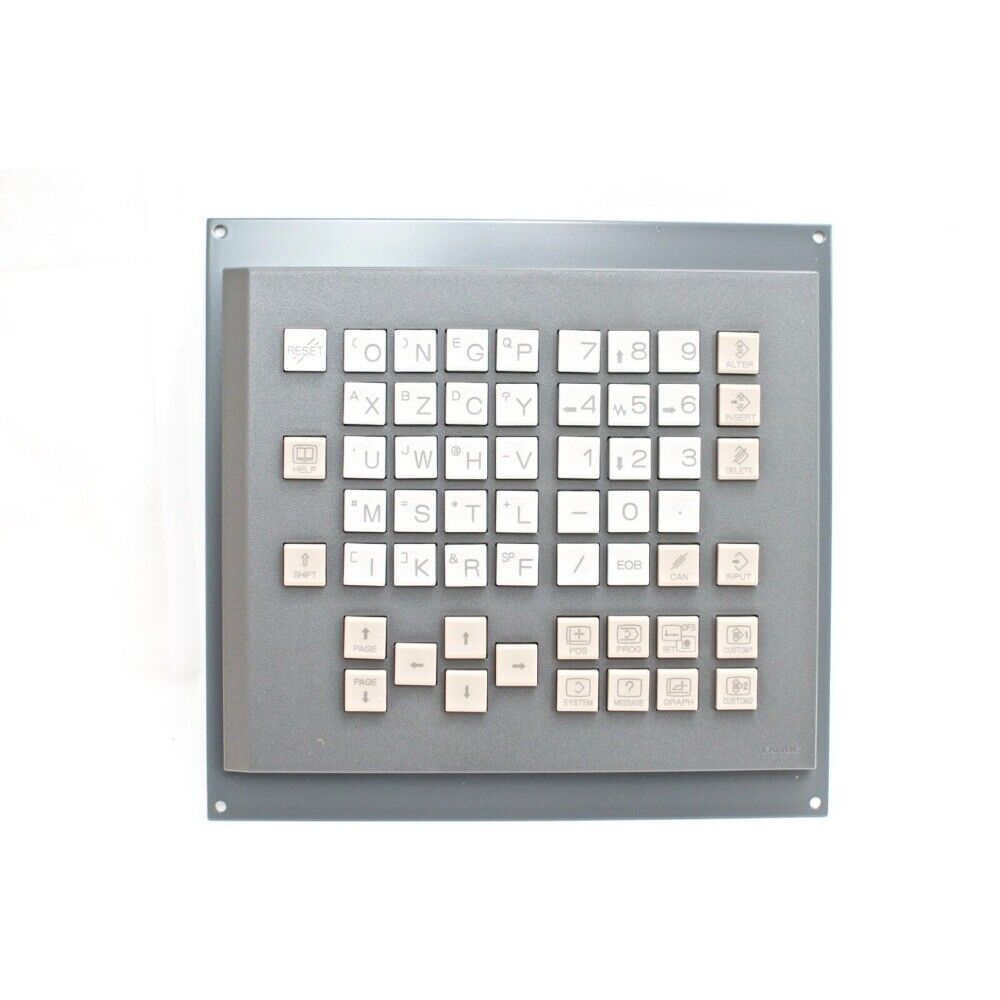 FANUC A02B-0319-C125#T keypad, grey panel with white keys. Industrial automation part.