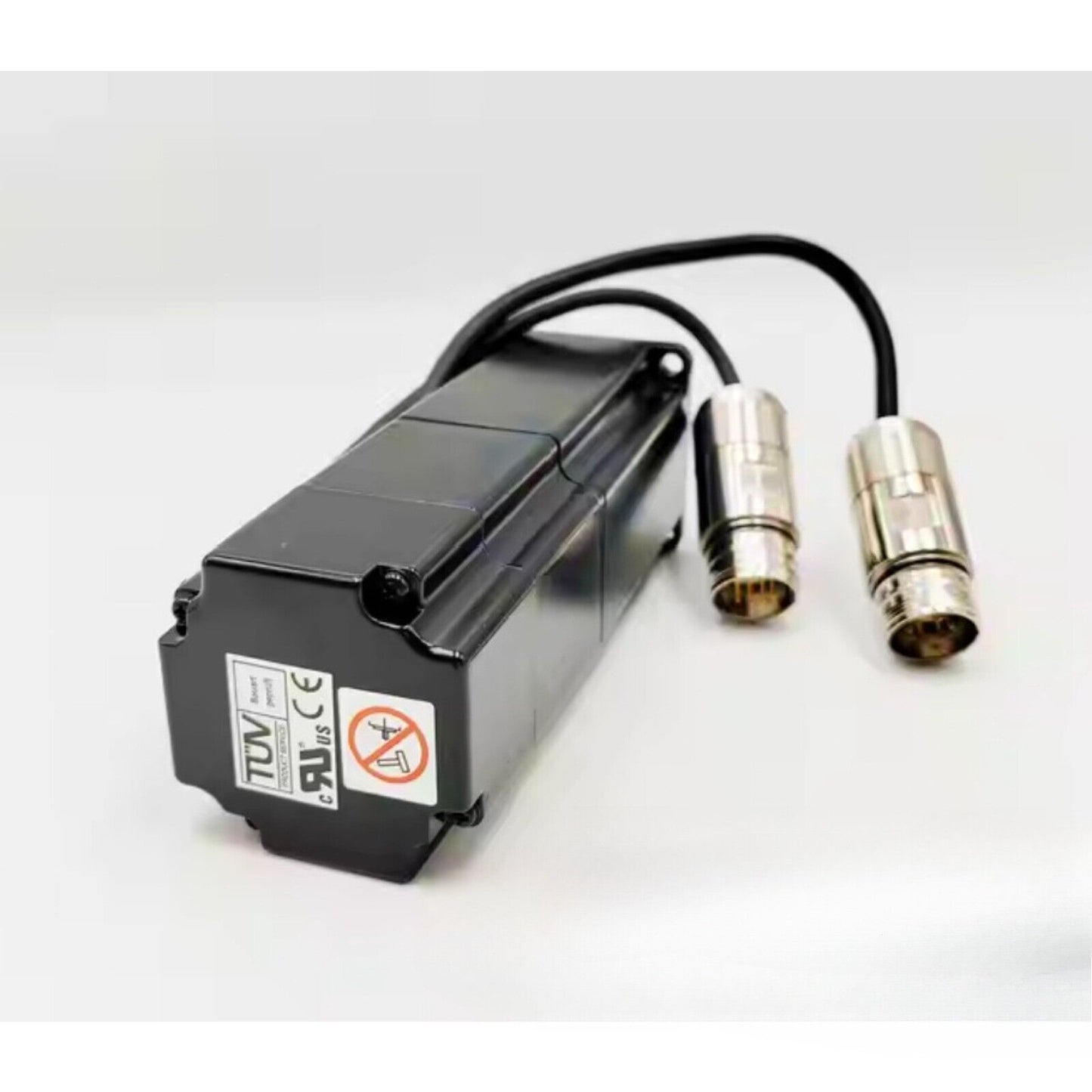 YASKAWA SGMEV-03DDA6C AC Servomotor, black body with attached cables and connectors.