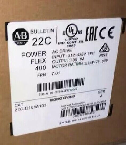 22C-D105A103 AB Power Flex 400 75HP AC Drive 22CD105A103 NEW 22CD105A103