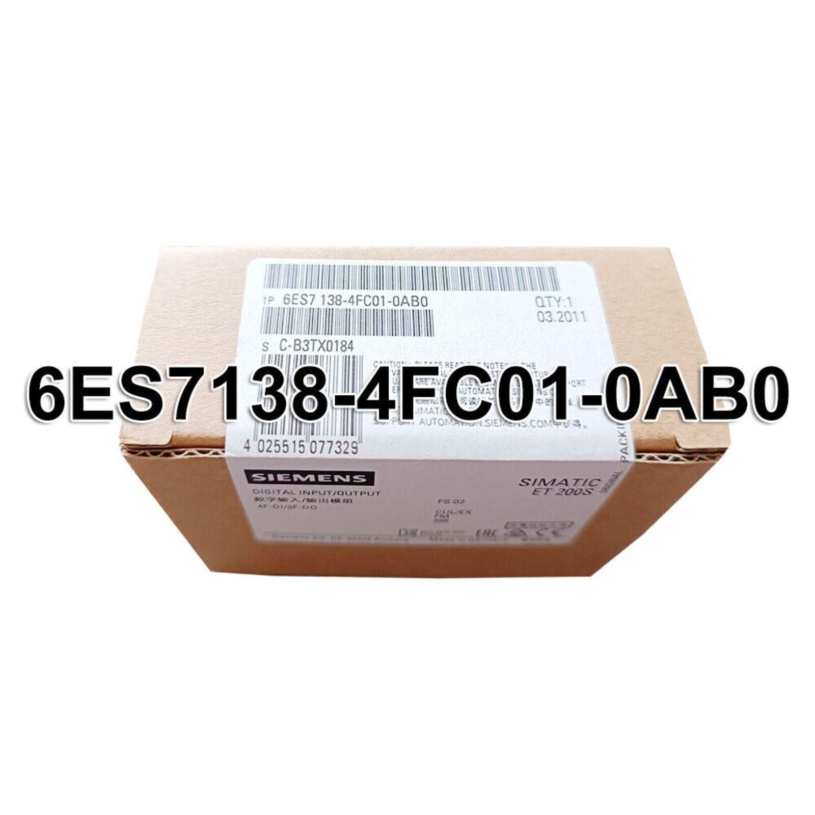 Siemens SIMATIC ET 200S digital I/O module 6ES7138-4FC01-0AB0 in original packaging, product for industrial automation.