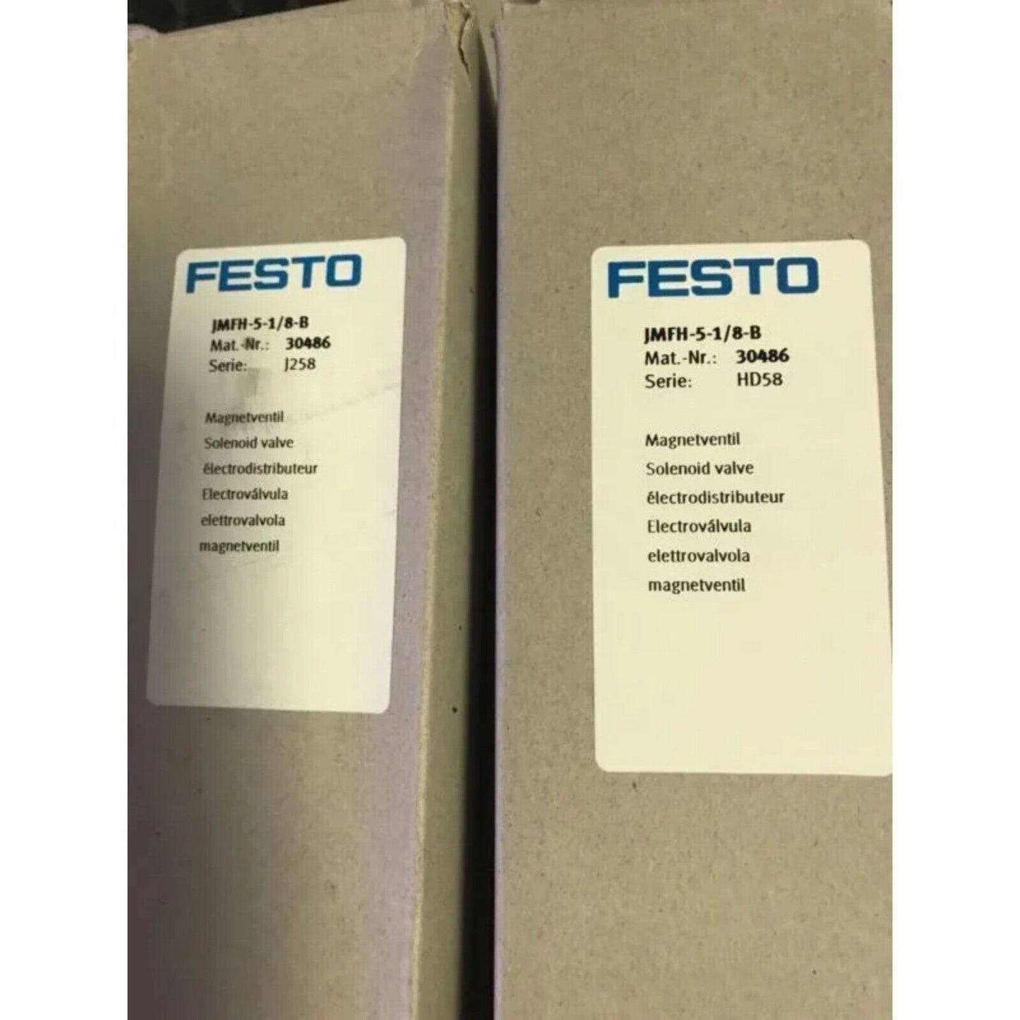 FESTO JMFH-5-1/8-B Solenoid Valve, industrial automation part, 30486, with HD58 and J258 series.