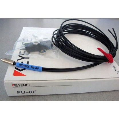 Keyence FU-6F fiber optic sensor and cable, new in box. Industrial automation component.