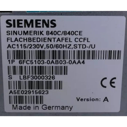 PLC | Siemens | 6FC5103-0AB03-0AA4 6FC5 103-0AB03-0AA4 840C/840CE Operator Panel
