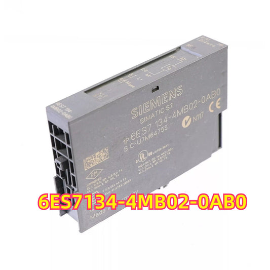 Siemens SIMATIC S7 6ES7134-4MB02-0AB0 DP Electronics Module ET 200S, industrial automation part, gray plastic module.