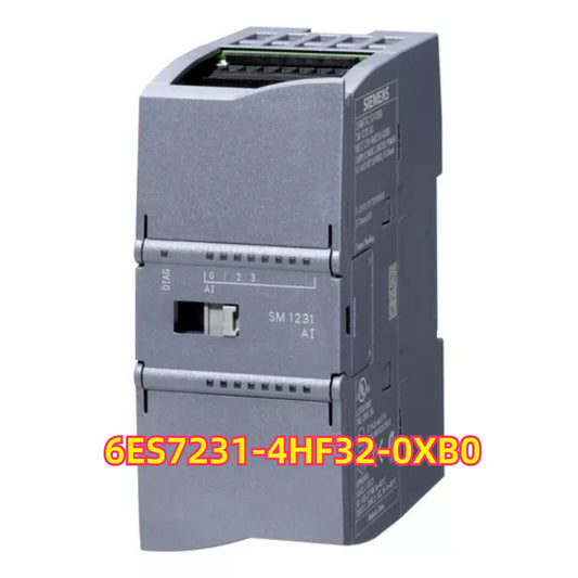 Siemens SIMATIC S7-1200 SM 1231 AI Module 6ES7231-4HF32-0XB0, gray plastic housing with product information.